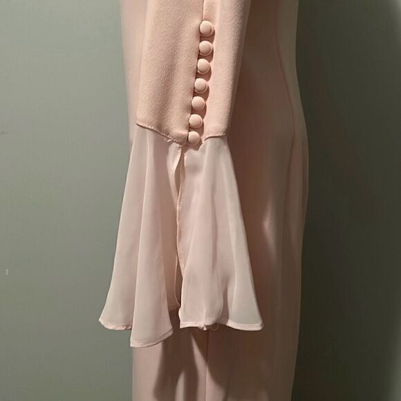 Calvin Klein Women's Pink Lined Bell Sleeve Chiffon Sheath Dress Size 4 NWOT - Picture 3 of 11